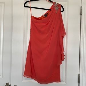 JS Boutique coral one-shoulder cocktail dress